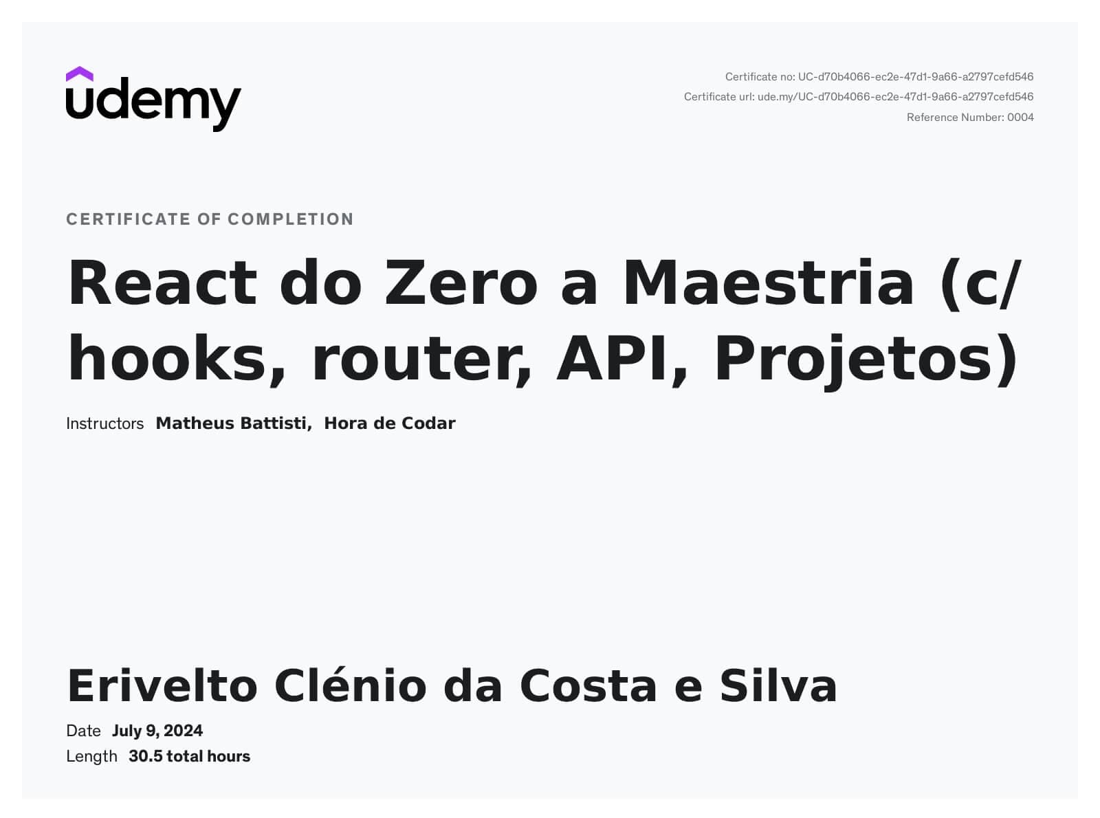 Course - React do Zero a Maestria (c/hooks, router API, Projetos)